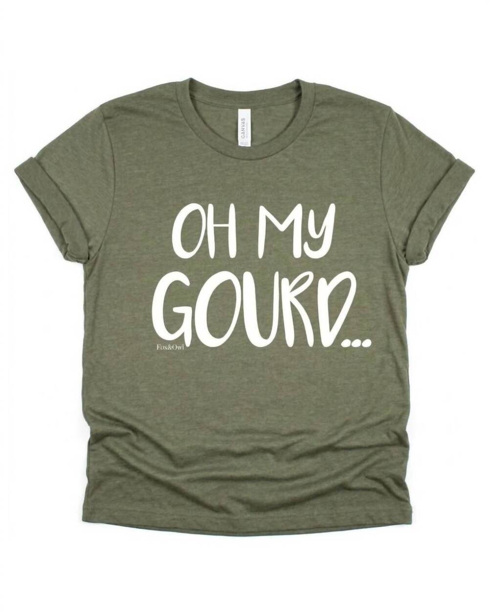 NEW FOX & OWL APPAREL women's oh my gourd fall graphic tee in olive/white